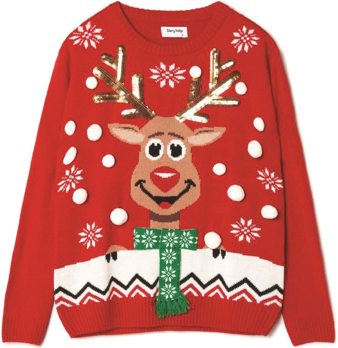 Foute Kersttrui Dames / Ugly Christmas Sweater Women | Rudolph Rendier | Rood | Maat M